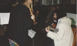 Dr. Alfons Weller bei der Sitzung zur Hymnologie und Indigene Musik im Rahmen des Kolloquiums Brasil 2001 des ISMPS im Haus der Kirchenmusik, Maria Laach